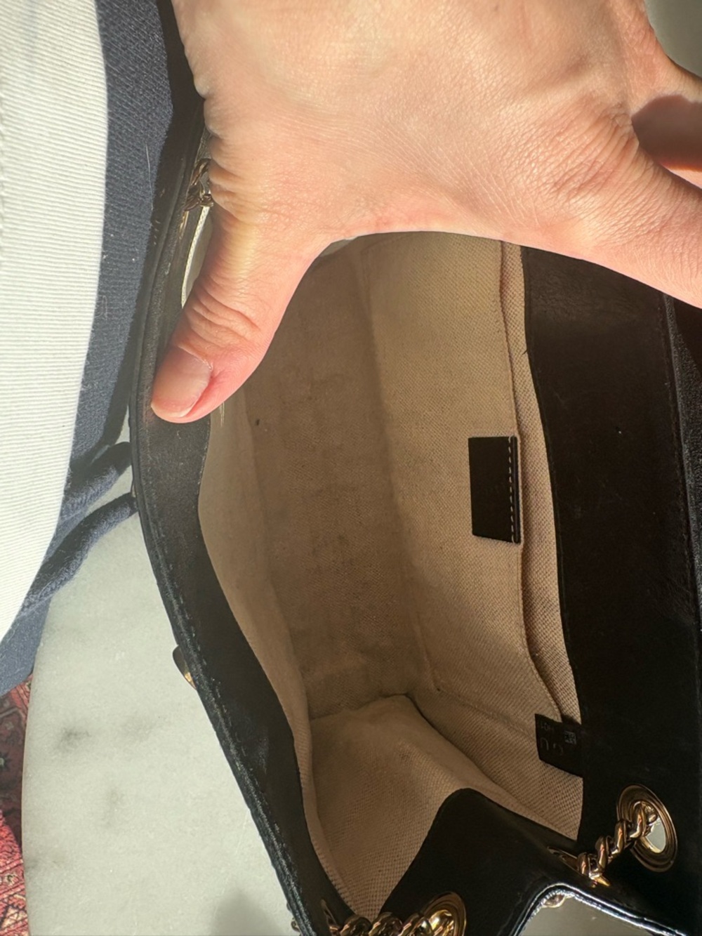 GUCCI BLACK GUCCISSIMA EMILY SMALL CHAIN SHOULDER BAG - Picture 6 of 13